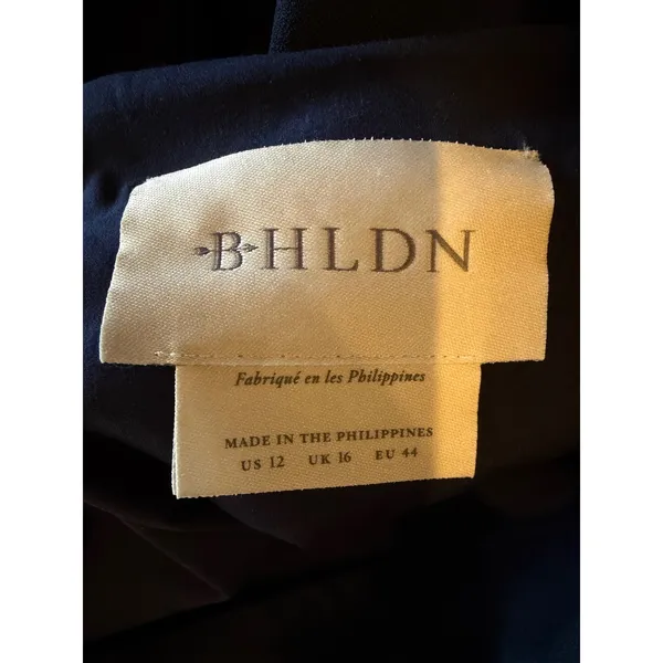 BHLDN Ashlynn Gown Women 12‎ Midnight Blue Square Neck Side Slit Crepe Formal - Image 9
