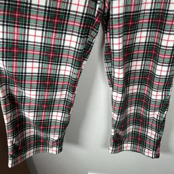 Lauren Ralph Lauren Fleece Pajama Set Womens XL Red Green Plaid Sleepwear‎ Logo - Image 6