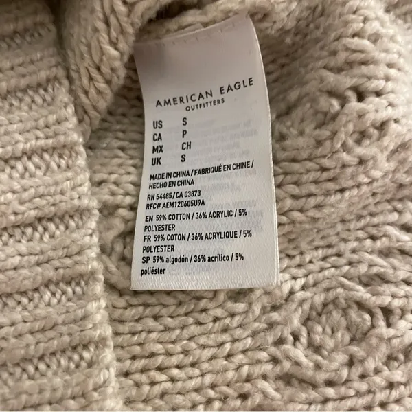 American Eagle Cable Knit Long Sleeve Cropped Sweater, Tan/Beige, Size S, EUC - Image 11