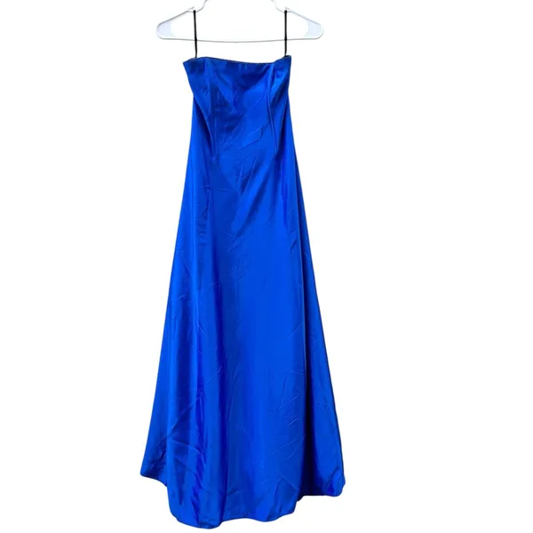 Gunne Sax Jessica McClintock Blue Strapless Prom Gown‎ Vintage Y2k Formal Dress - Image 5