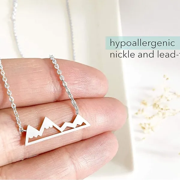 White‎ Gold Plated Mountain Bar Pendant Necklace, 16-18” - Image 12