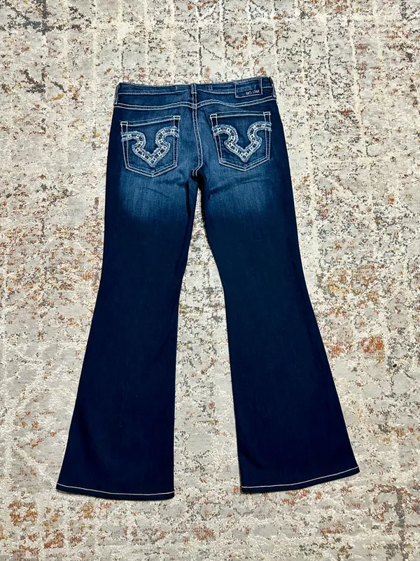 Big Star Remi low rise flare jeans embellished back pockets size 30 y2k - Image 13