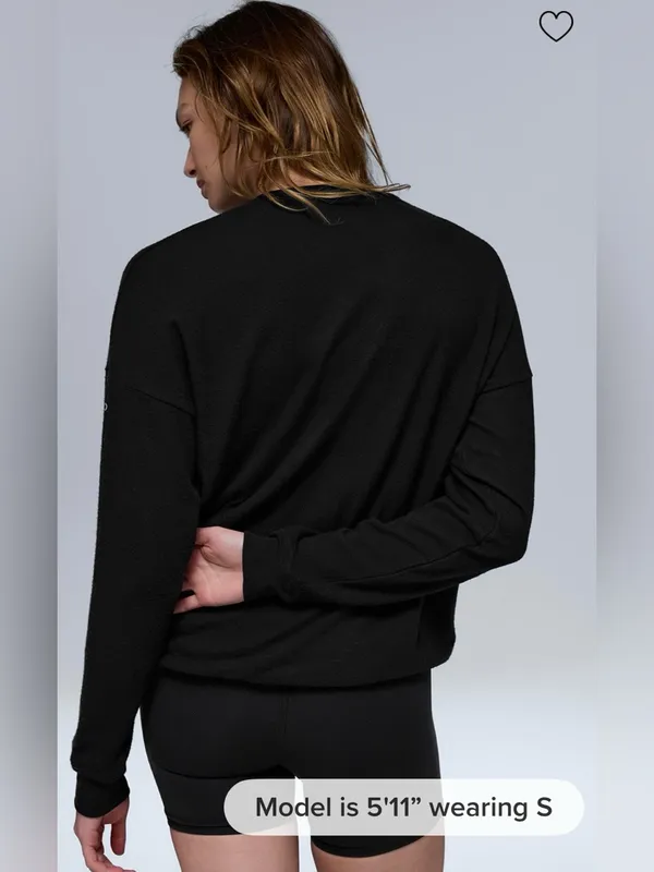 Alo Soho Pullover Crewneck Sweatshirt Pre Washed Live in, distressed Look S - Image 2
