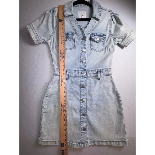 Celebrity Pink Light Wash Denim Button Down Mini Dress juniors Small - Image 10