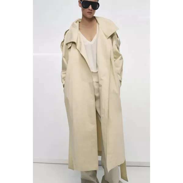 Zara ZW Collection High Neck Butter Trench Coat Luxury City Fall Runway - Image 2
