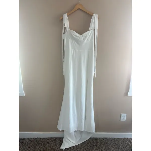 Lulus Splendid Love White Bustier Tie-Strap Mermaid Maxi Dress Size Medium Bride - Image 5