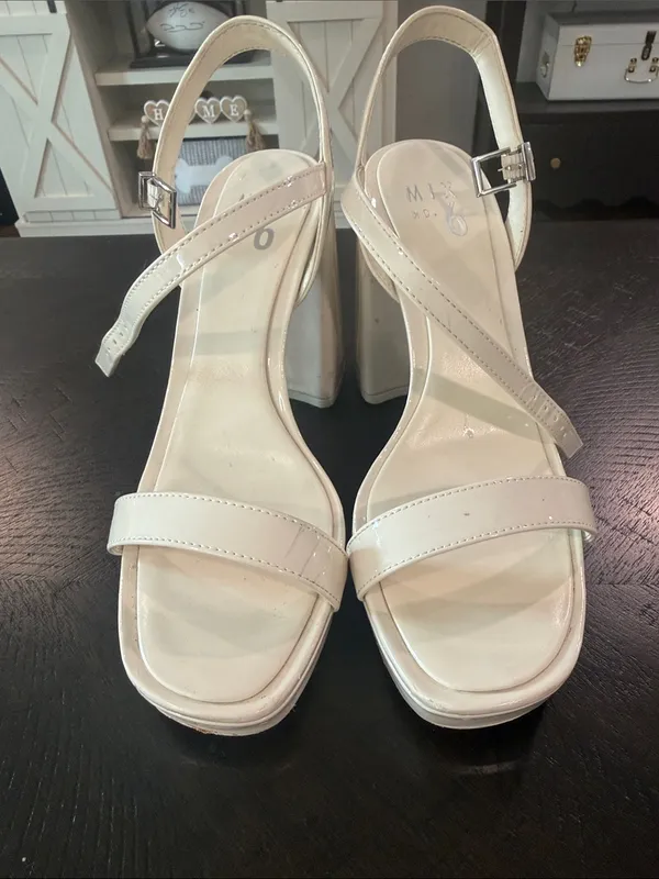 Mix No. 6 Cream Platform Block Heel Sandals - Image 2