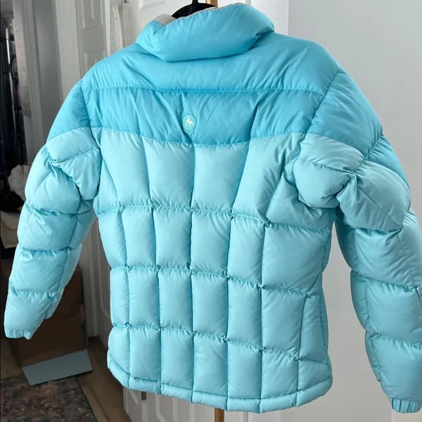 Marmot Goose Down 650 Blue Colorblock Warm Winter Puffer Snow Jacket Women's XS - Image 4