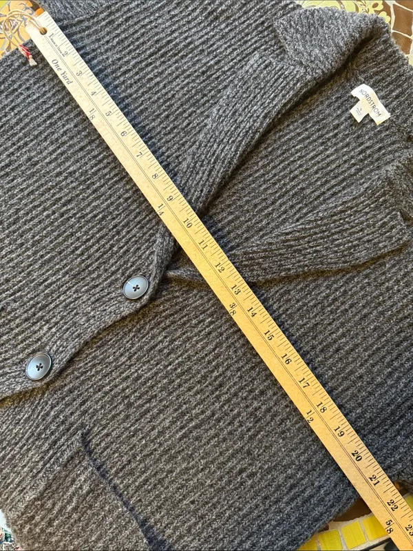 Nordstrom Dark Gray Ribbed Button-Front CardiganSz: S - Image 6