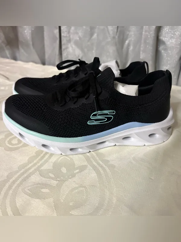 NWT- Skechers Women’s Black Knit Slip-On Sneakers with laces - Image 2
