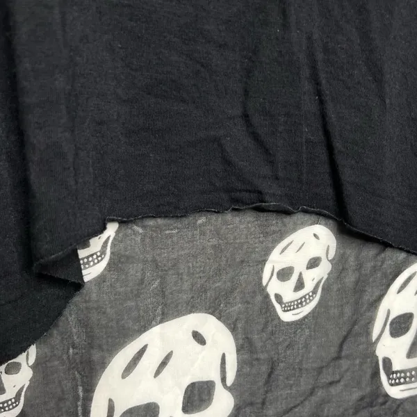 Tobi Skull Print Hi Low Long Duster Top Size Medium Thin Fabric Black White Goth - Image 5