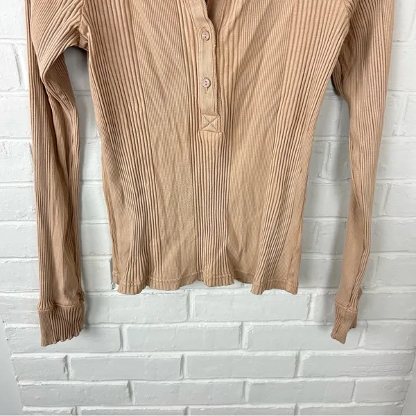 Aerie Road Trip Long Sleeve Henley Ribbed Shirt Size M - Image 5