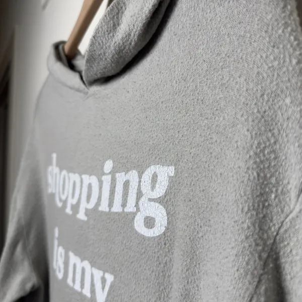 Wildfox Women Hoodie Medium Gray Shopping Is My Cardio Graphic Sweatshirt - Image 8