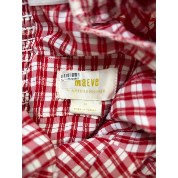 Maeve Anthropologie Bare Frill Mini Dress Red White 0P Petite - Image 7