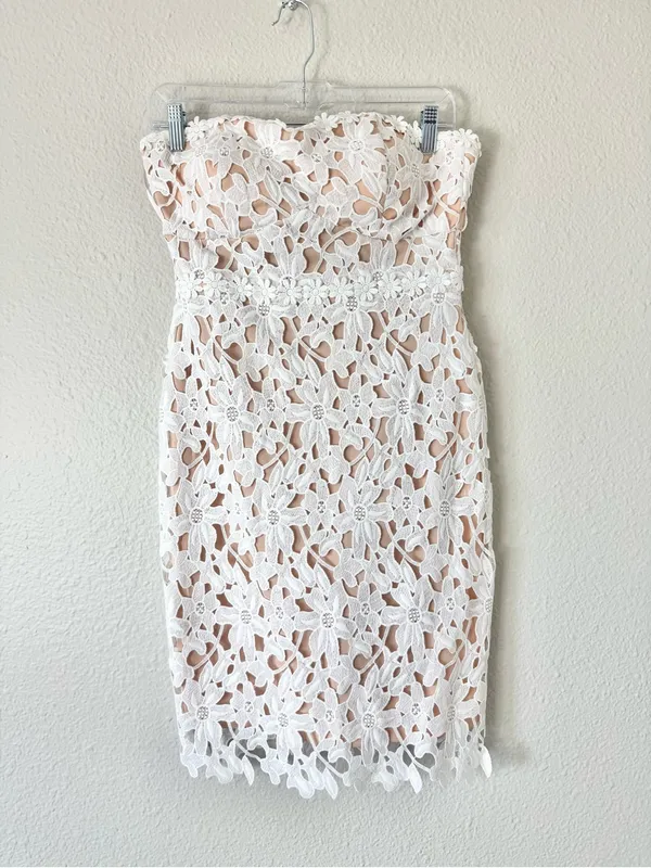 Lulu's Key to My Heart White Lace Strapless Bodycon Dress Size Small - Image 2