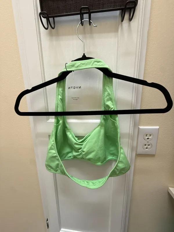 NVGTN Scrunch Halter Top in Lime Green - Image 2