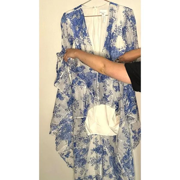Alice McCALL Only Everything Midi Dress 4 Floral Plunge Neck Grommet Silk Blend - Image 8