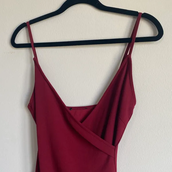 Asymmetrical Bodycon Dress Red - Image 4