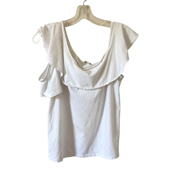 J. Crew Y2K Ruffle Cold Shoulder Tank Top White Size Cream - Image 2