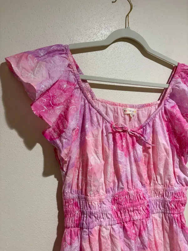 Roller Rabbit Pipette Tiered Mini Dress Pink Floral Short Sleeve - Image 3