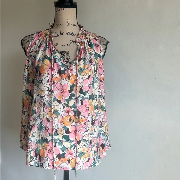 The Korner Floral Sleeveless Ruffle Collar Blouse Size Small NWT - Image 5