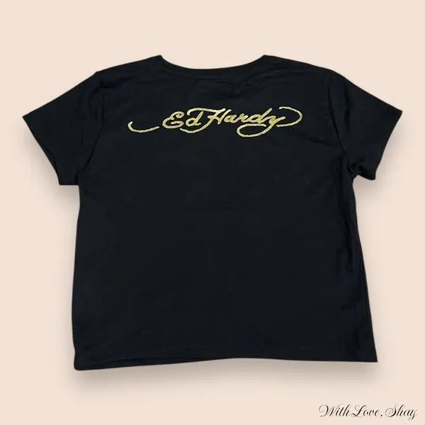 NWT Ed Hardy Black Fish Graphic Crop Top - Image 3