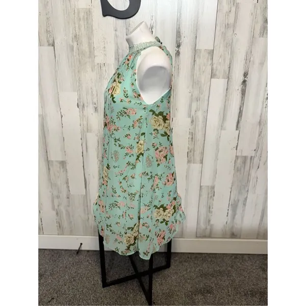 Green floral flare dress size small - Image 9