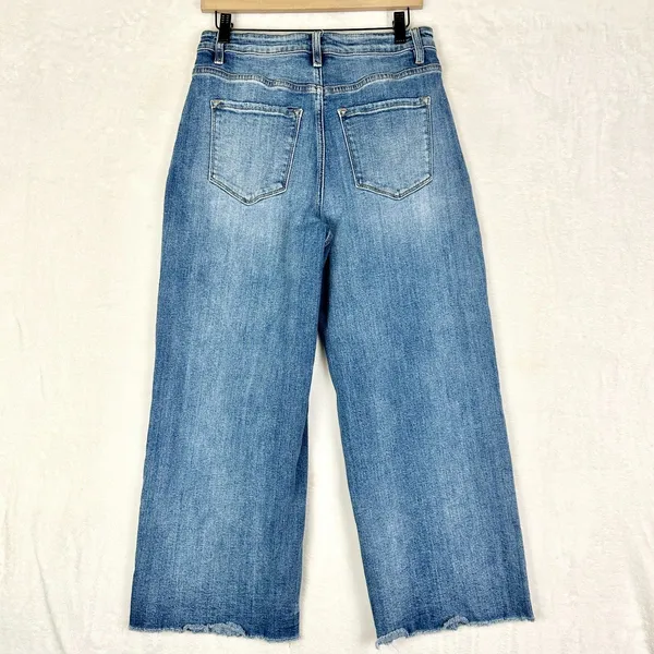 Vervet Super High Rise Raw Hem Wide Leg Crop Jeans Size 29 Stretch - Image 4