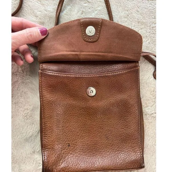Fossil Vintage Brown Leather Crossbody Bag Heart Accent Women's - Image 4