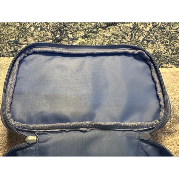 Yumi Kim Floral Makeup Bag Blue Double Tiered Travel Cosmetic Vanity Case - Image 7
