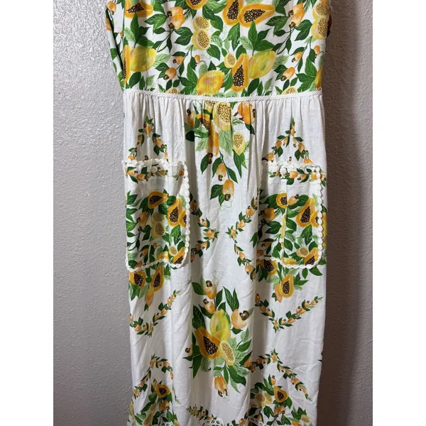 NWT FARM Rio Papaya Salad Scarf Maxi Dress Off‎ White Tropical Fruit Size M - Image 5