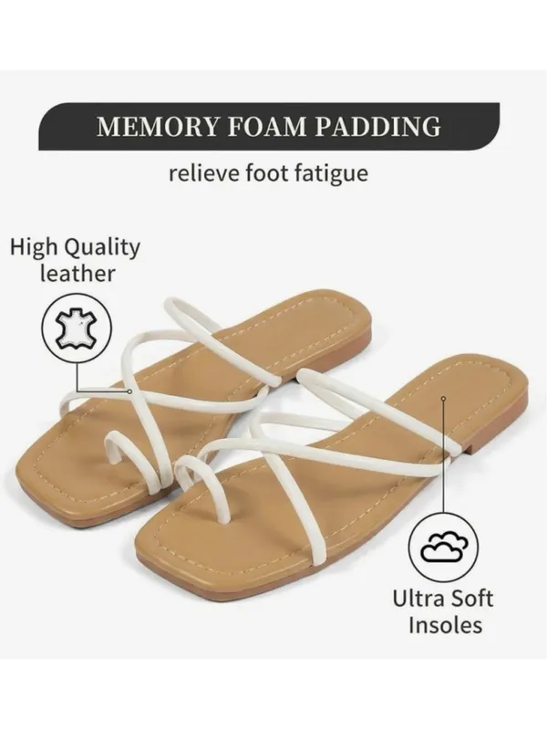NEW Flat Sandals Comfortable Open Toe Slip On Waterproof 8.5 Brown - Image 5