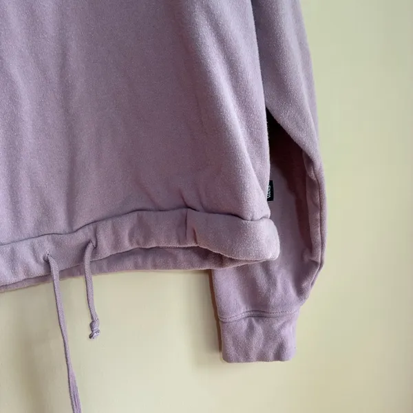 Vans purple fleece graphic sweater women's size medium drawstring waist pullover - Image 3