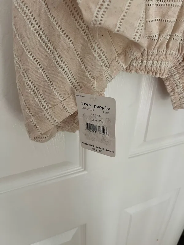NWT Free People Azalea Cream Crochet Eyelit Oversized Shirt - Image 8