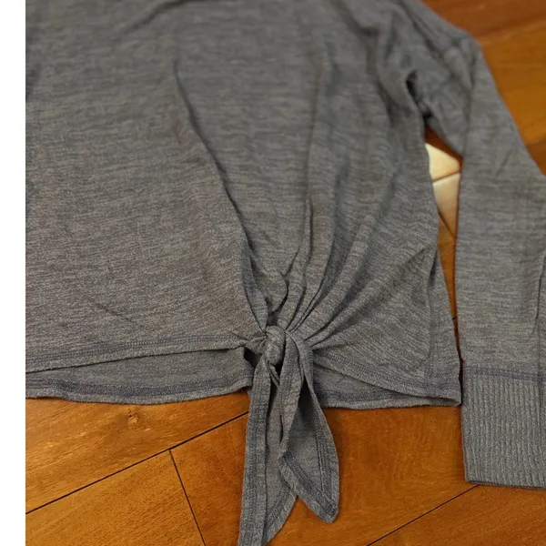 Abercrombie Fitch Blue‎ Marled Knit Tie Front Long Sleeve Top Womens Size L - Image 3