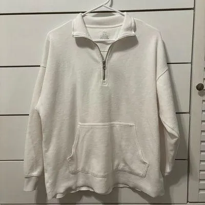 Aerie White Oversized Quarter Zip Pullover - Image 2