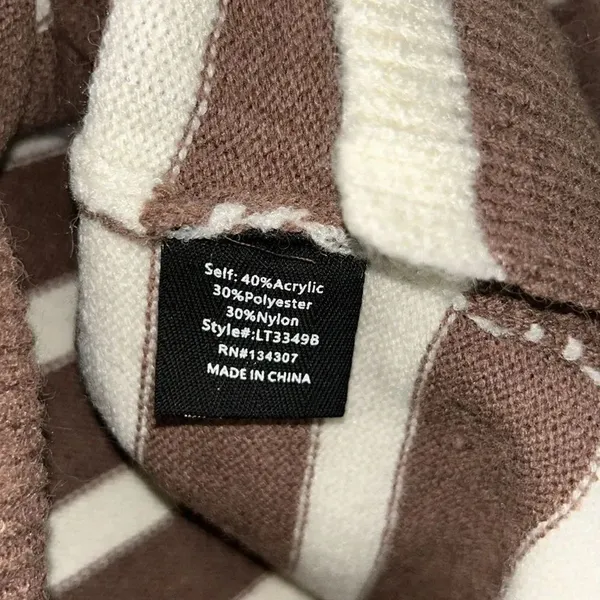 Line & Dot Stripe Pullover Tan & Cream Turtleneck Sweater(Size Medium) - Image 7