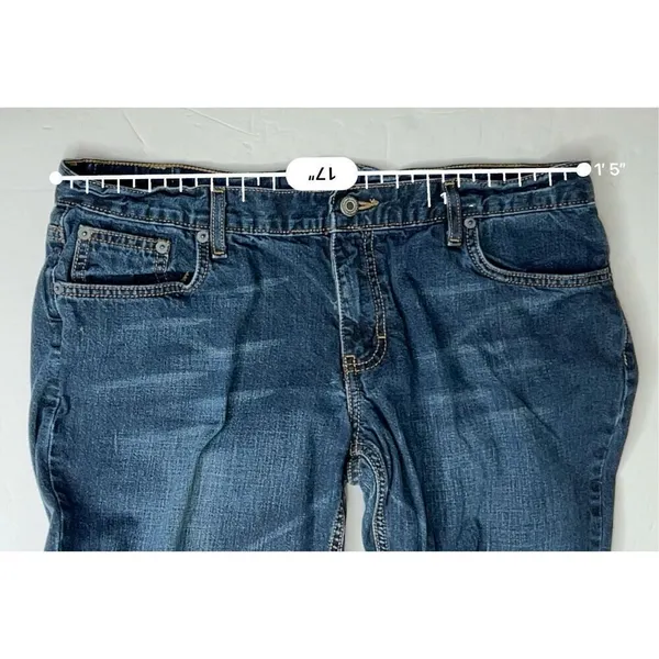 American Eagle Bootcut Wide Leg Pocket‎ Embroidered Details Blue Jean sz 12 - Image 3