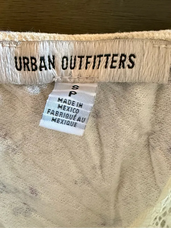 Urban Outfitters Cream Floral Lace-Trim Crop Top - Image 3
