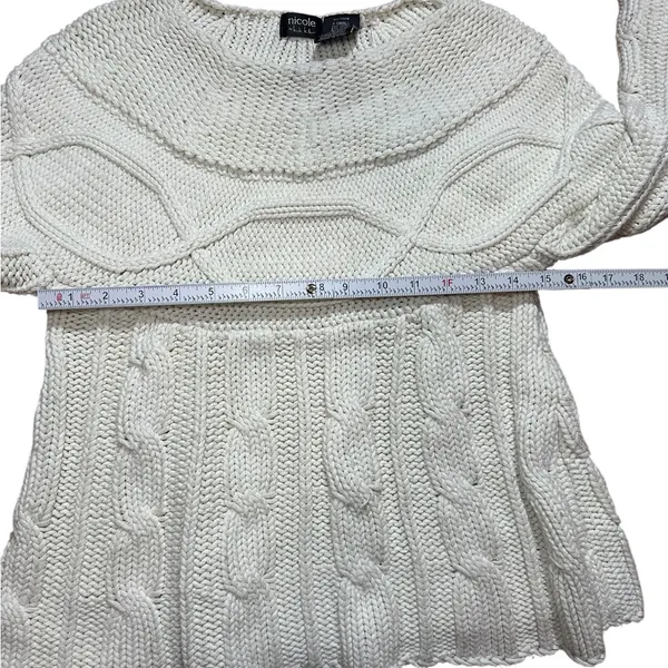 Nicole Miller Ivory Chunky Knit Sweater Cozy Y2K Winter Vibes ❄️cozy girl‎ Sz XS - Image 5