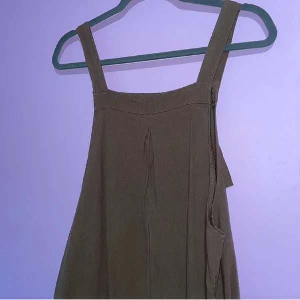 Brown Wide Leg Cotton Overalls Jumpsuit Women M Boho Minimalist Lagom Casual - Image 5