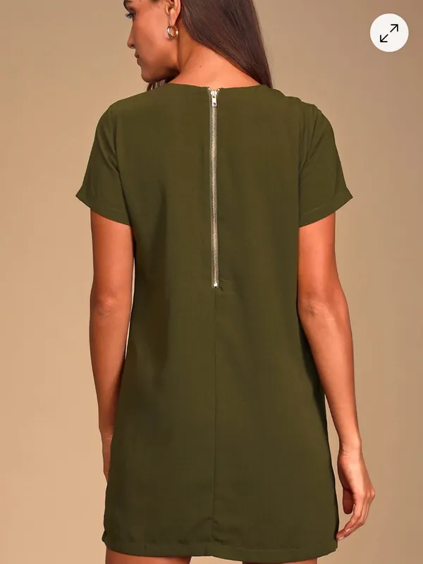 Lulus Shift and Shout Olive Green Shift Dress Size Small - Image 2