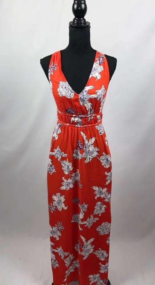 Maxi Dress Red Japna Medium Racerback Red+ White Flowers - Image 2
