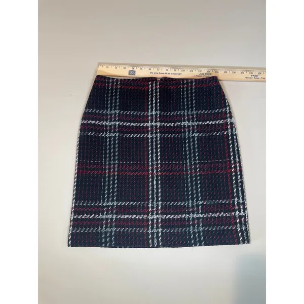 White House Black Market Tweed Skirt Size 00 Black and Red - Image 3