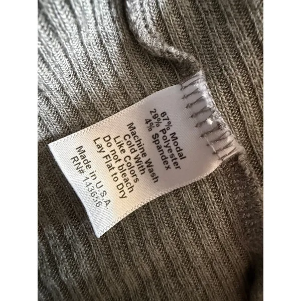 Joah Brown Cropped Cardigan Women One Size Grey Ribbed Draped Open Front - Image 6
