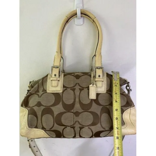 coach bag cream black fabric tote - Image 4