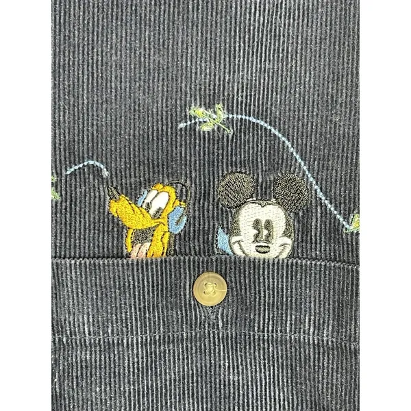 Vintage Mickey Characters Corduroy Button Up Shirt Disney Embroidered Plus 26W - Image 4