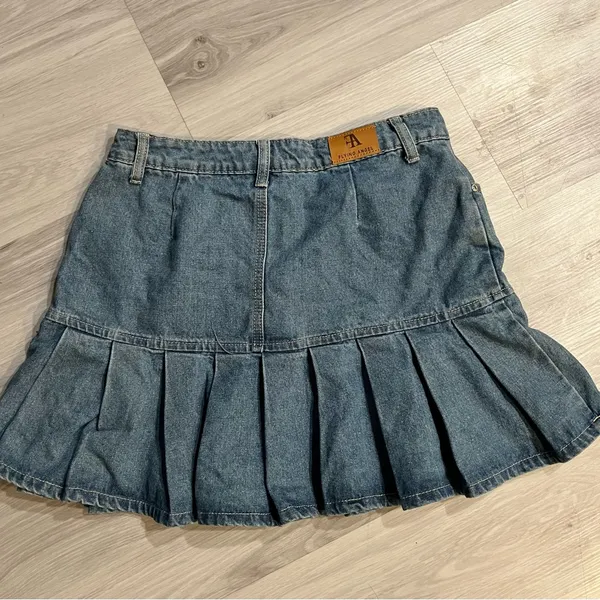 Denim Pleated‎ Mini Skirt Blue Size undefined - Image 6