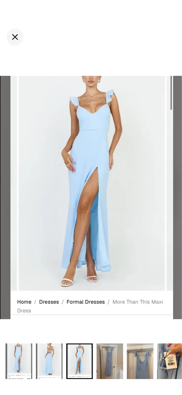 New Showpo Ligjr Blue Maxi Thigh Slit Dress - Image 3