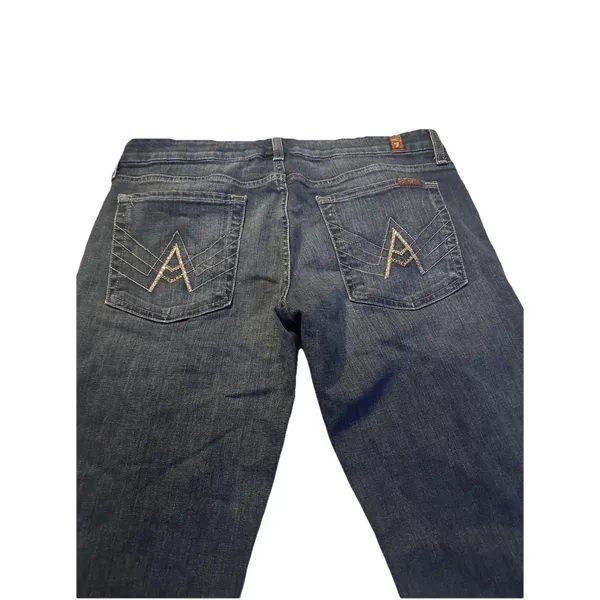 7 FOR ALL MANKIND Women jeans A Pocket Stretch Flare Mid Rise sz 31 - Image 2